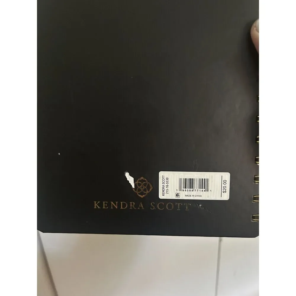 Kendra Scott Varsity Letter Planner Spiral Notebook Black Gold Undated NWT